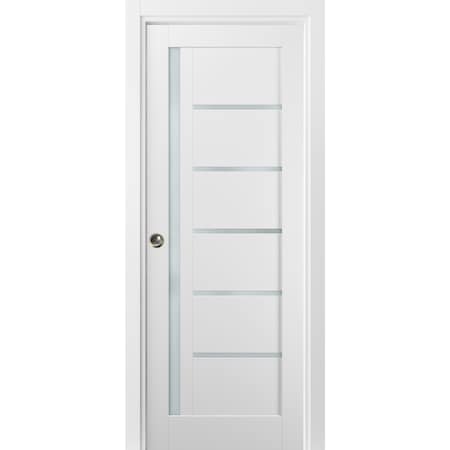 Sartodoors Pocket Interior Door, 30" x 84", Gray QUADRO4088PD-WS-3084